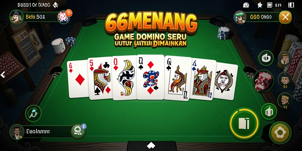 Screenshot gameplay seru dari 66MENANG yang menunjukkan duel Domino.