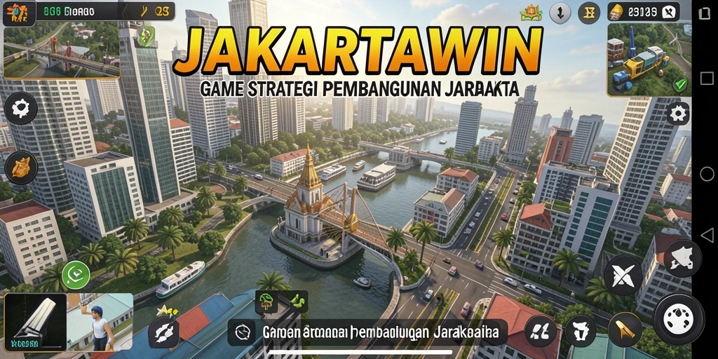 Tampilan gameplay menarik dari JAKARTAWIN dengan pembangunan kota.