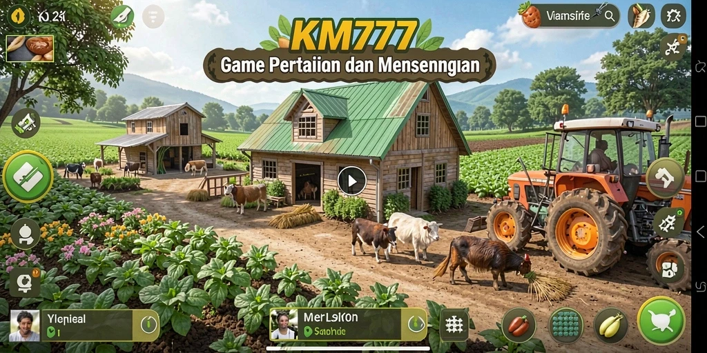 Screenshot gameplay KM777 menampilkan proses bercocok tanam yang menarik.
