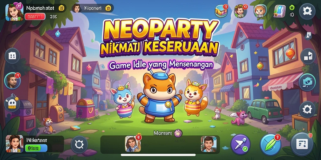Tampilan gameplay NEOPARTY dengan karakter yang sedang beraksi.
