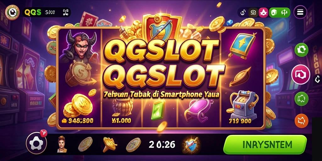 Tampilan gameplay QQSLOT yang mendebarkan dan penuh warna.
